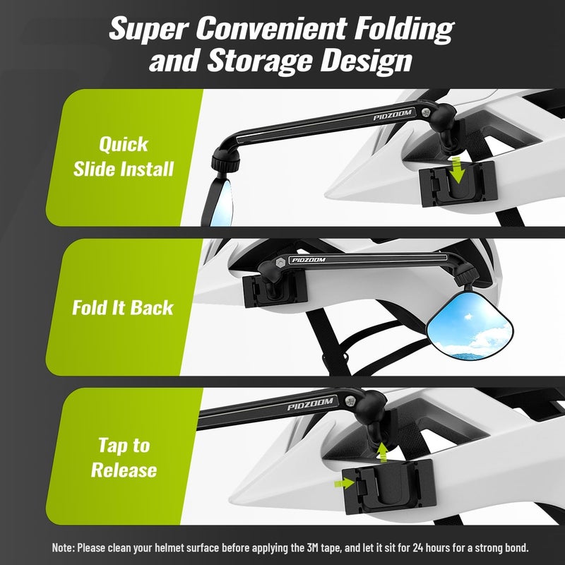 PidZoom Bike Helmet Mirror for Cycling- 360° Adjustable and Rotatable Safe Rearview Mirror for Bicycle Riding Accessories and Other Outdoor Activities, Easy to Install - Image 4